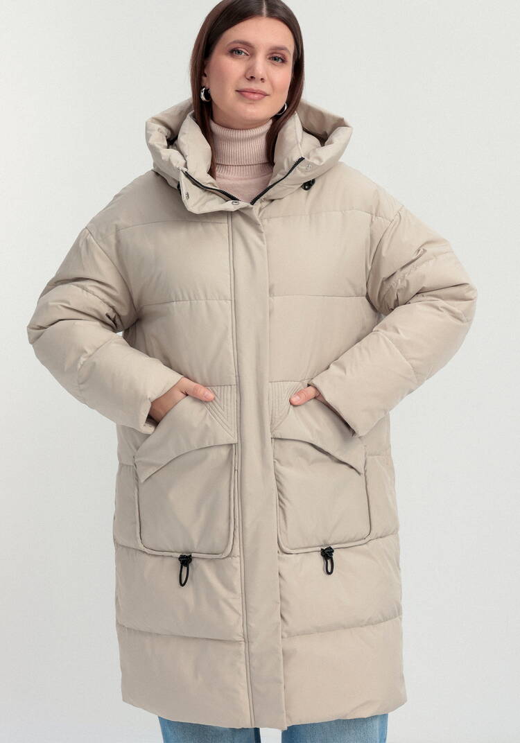 Пуховик стеганый с асимметричными карманами шир.  750, рис. 22