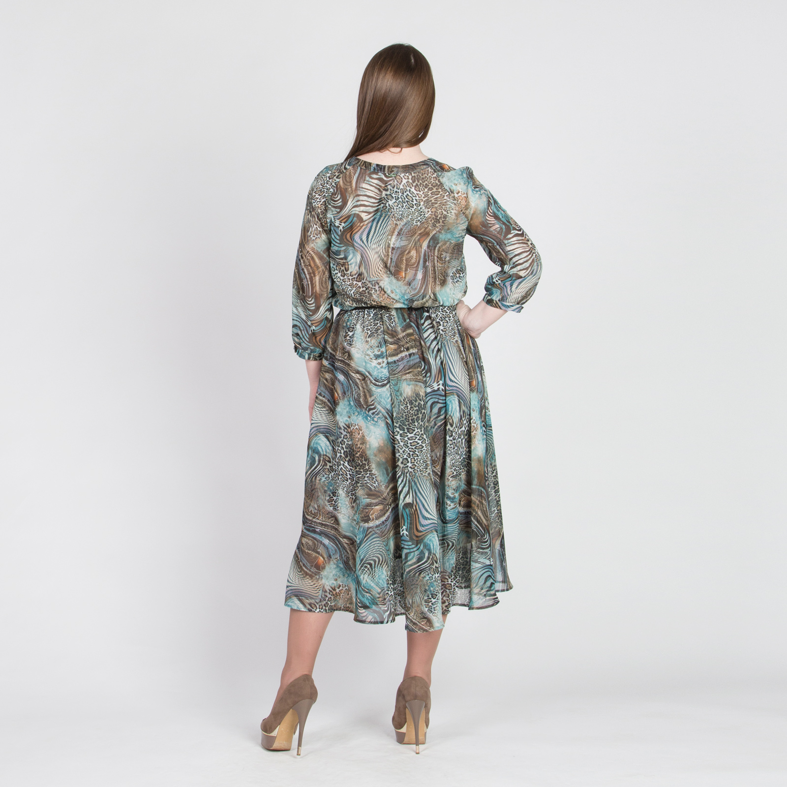 Платье-макси с анималистическим принтом Elletto, цвет коричневый, размер 50 - фото 6