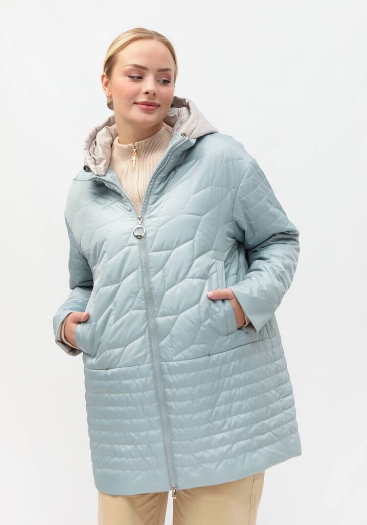 Куртка стеганая с контрастным капюшоном шир.  750, рис. 17