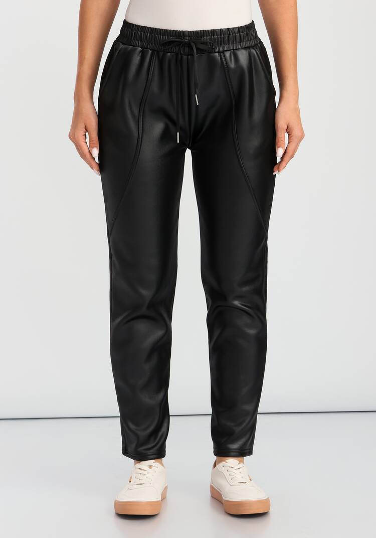 Брюки утепленные из экокожи шир.  750, рис. 4