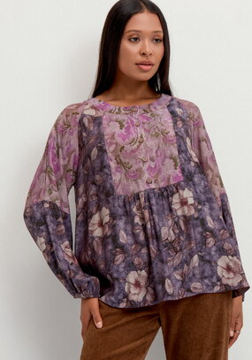 Блуза  с комбинированным принтом