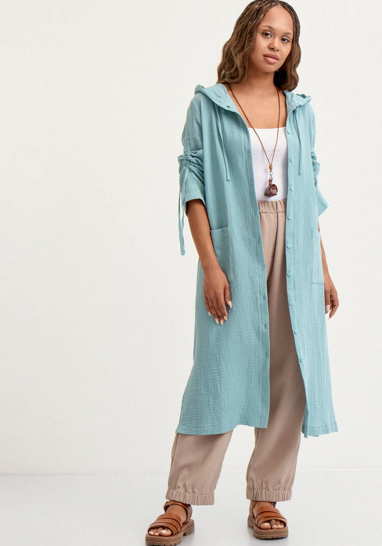 Пыльник с капюшоном свободного силуэта шир.  750, рис. 19