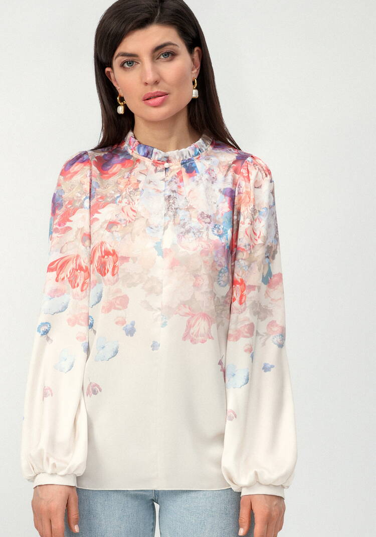 Блуза из принтованного искусственного шёлка шир.  750, рис. 4