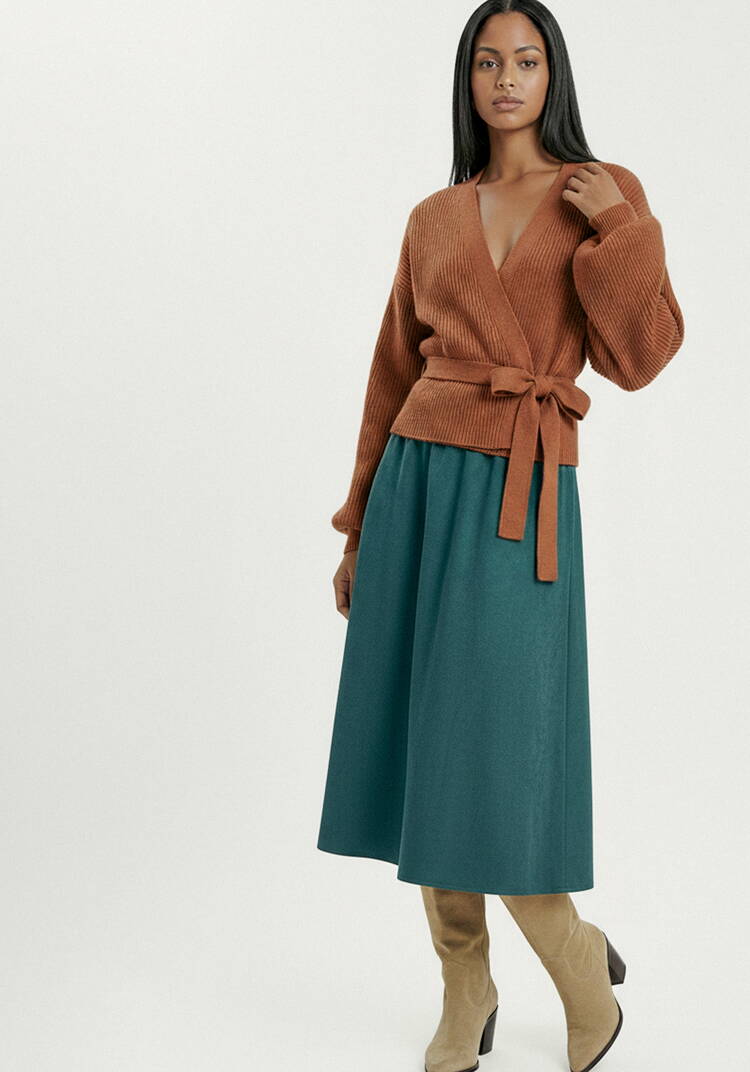 Юбка А-силуэта из эко-замши, на резинке шир.  750, рис. 7