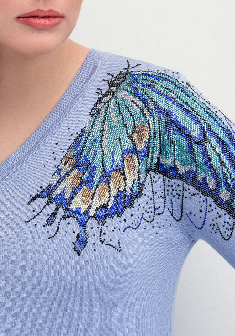 Джемпер с V-образным вырезом и рисунком шир.  750, рис. 5