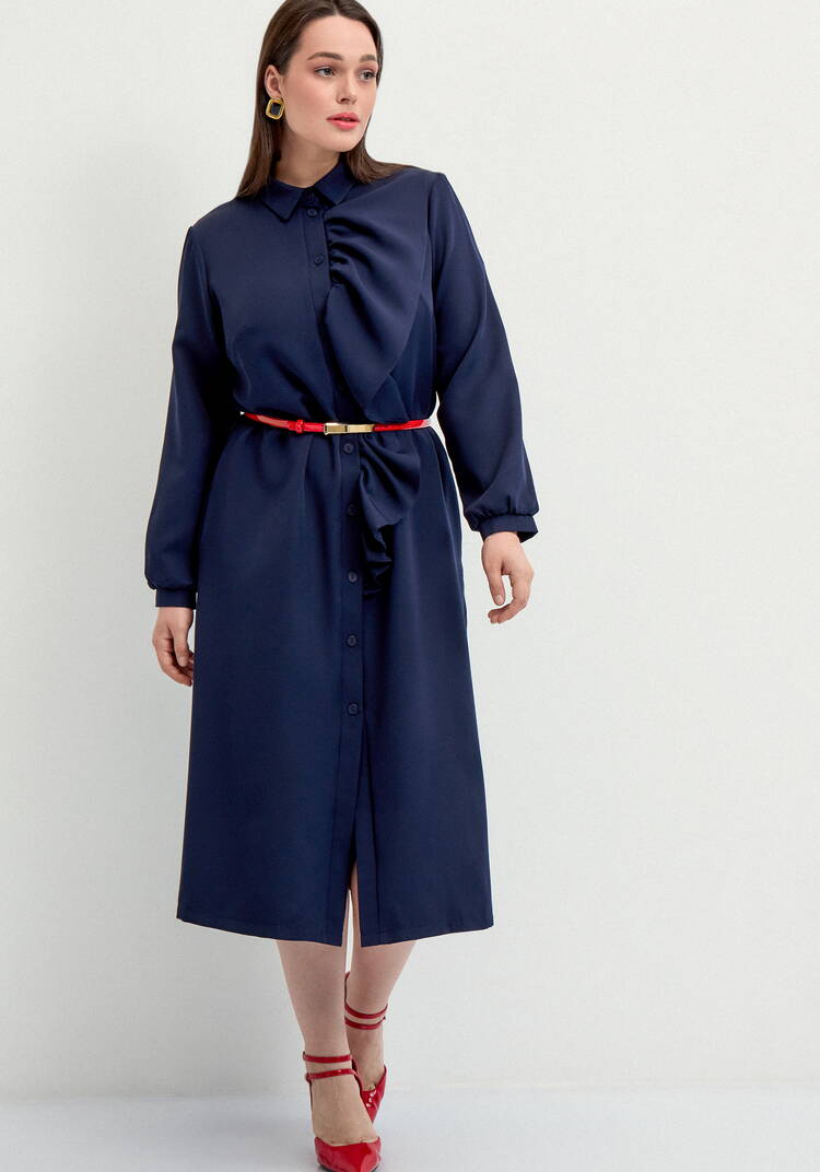 Платье с декоративной сборкой на пуговицах шир.  750, рис. 10