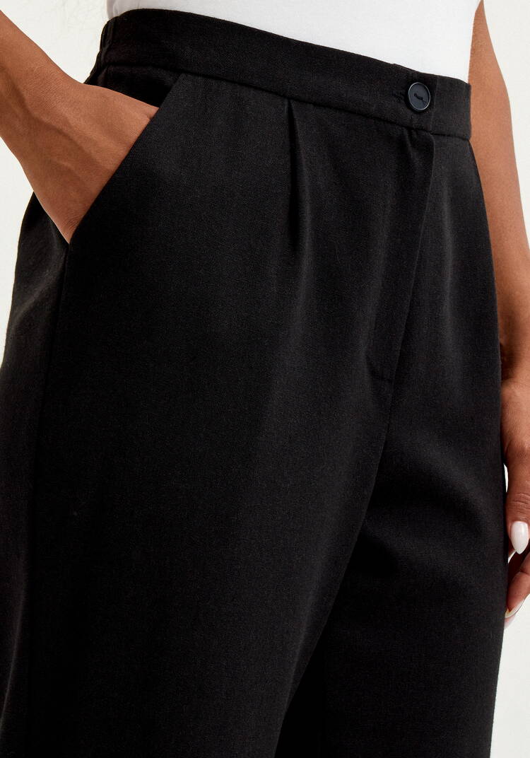 Брюки изо льна  прямые  с резинкой по поясу шир.  750, рис. 13