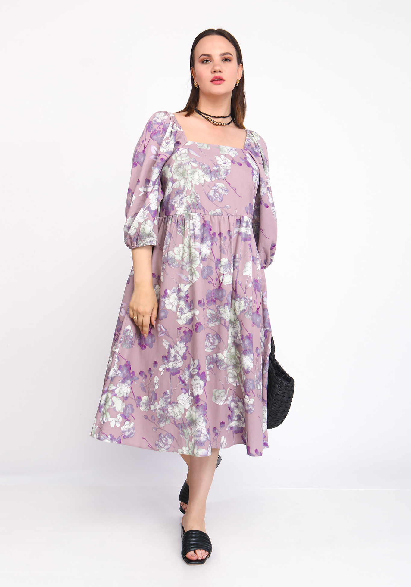 Платье с вырезом КАРЕ Polina Romanova, размер 56, цвет серый - фото 2