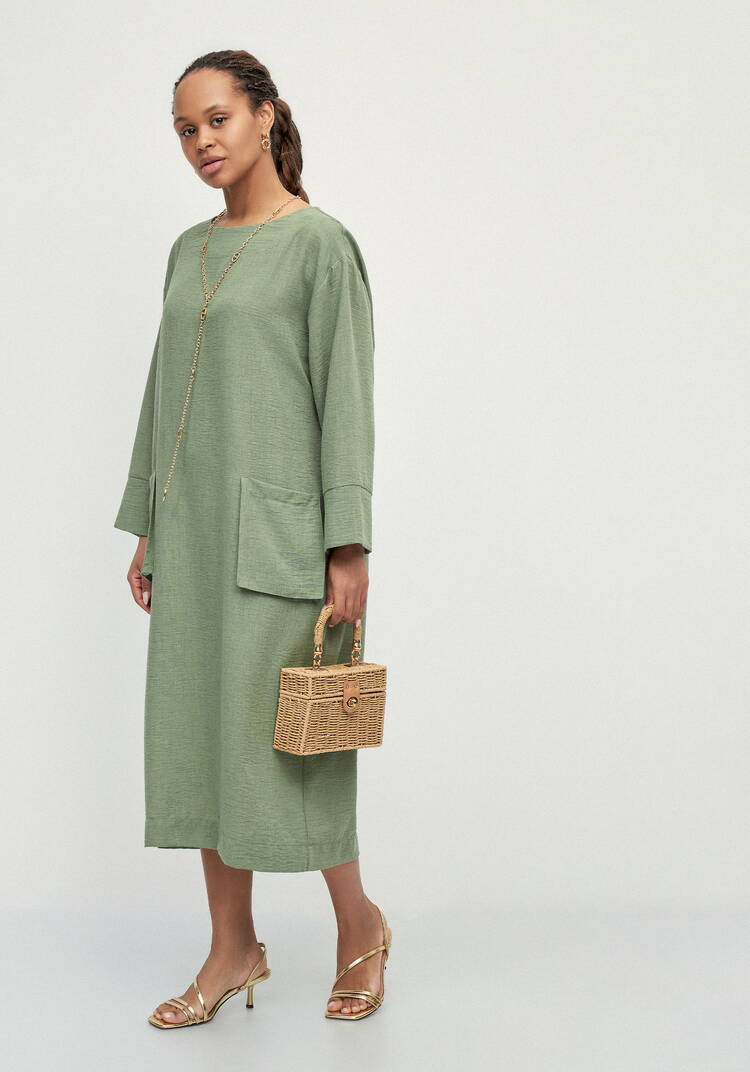 Платье изо льна с объемными карманами шир.  750, рис. 16