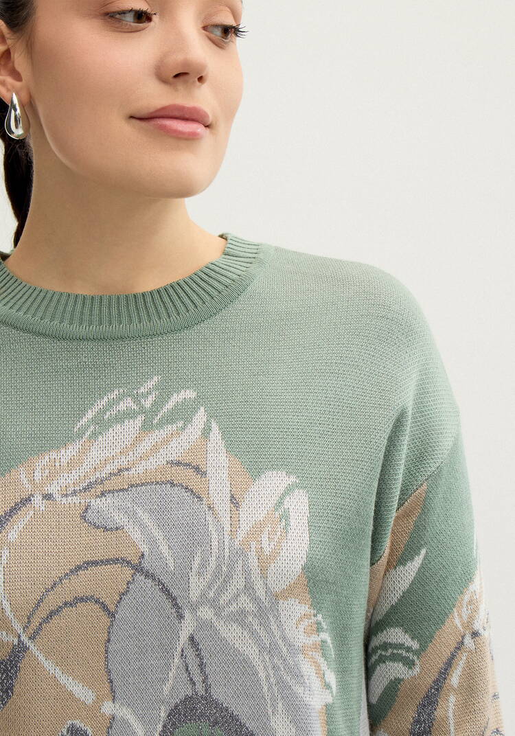 Джемпер с цветочно-абстрактным принтом шир.  750, рис. 10