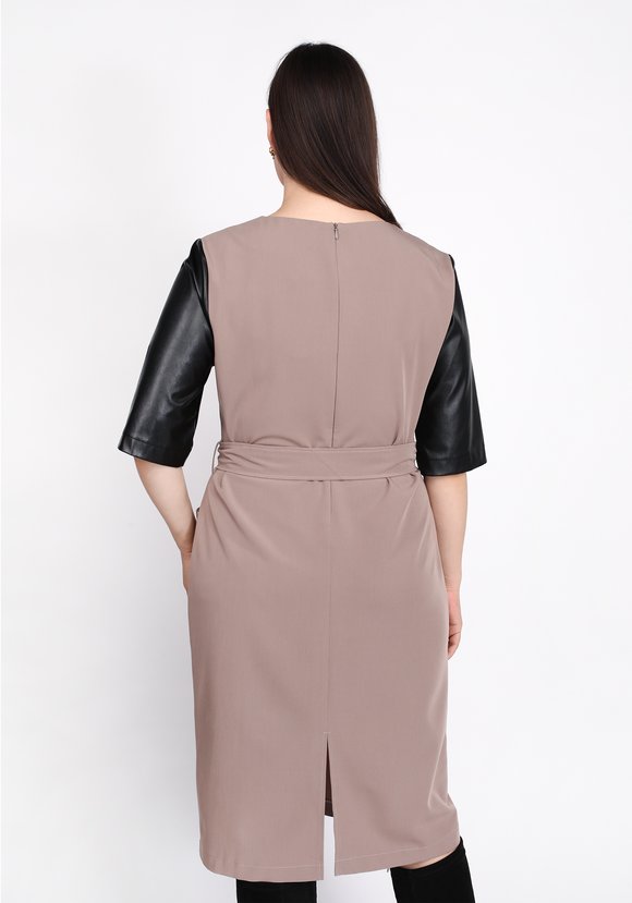 Платье с рукавами из экокожи шир.  580, рис. 6