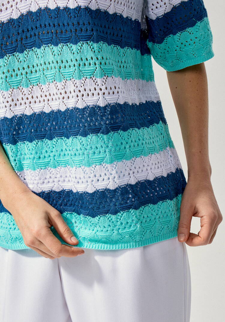 Джемпер-поло ажурный в полоску шир.  750, рис. 15