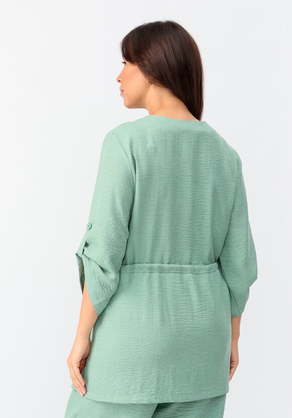 Кардиган на пуговицах с кулиской по талии шир.  580, рис. 13