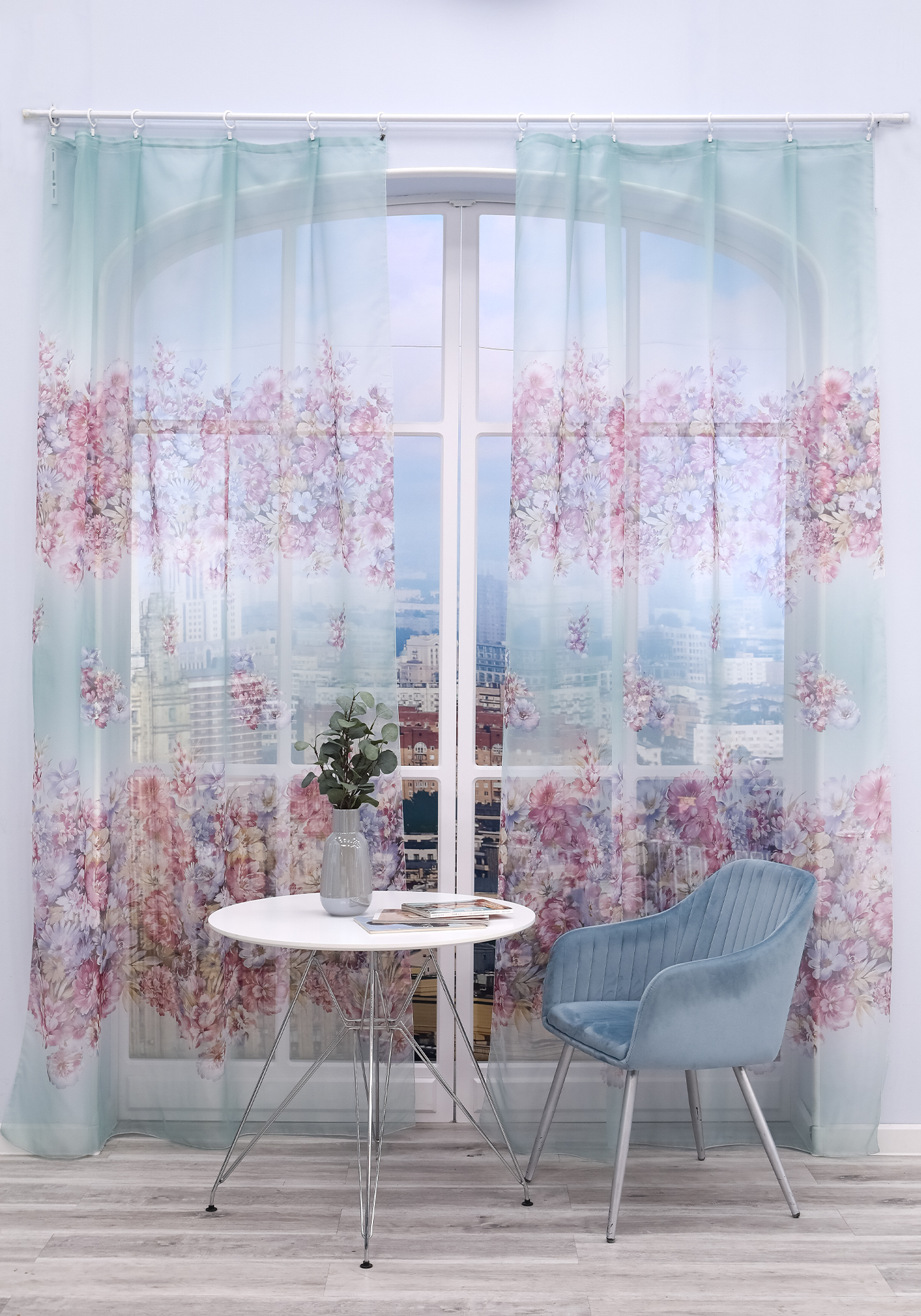 Комплект вуалевых штор "Пионы", 2 шт