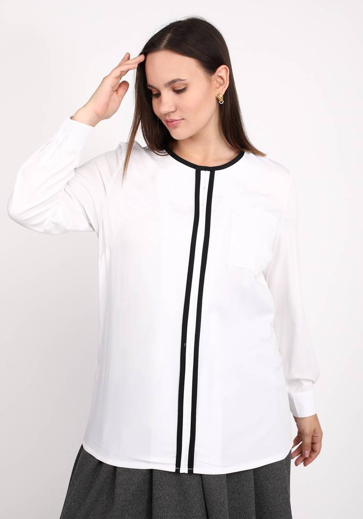 Блуза с контрастной планкой и карманом шир.  750, рис. 5