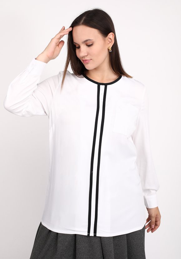 Блуза с контрастной планкой и карманом шир.  580, рис. 5