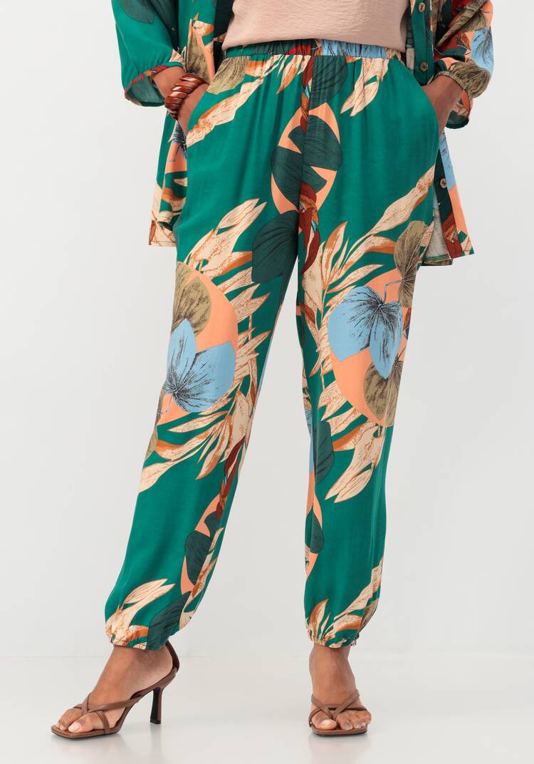 Брюки бананы с цветочным принтом шир.  750, рис. 17