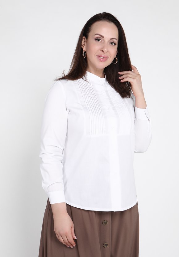 Блуза однотонная на пуговицах шир.  580, рис. 6
