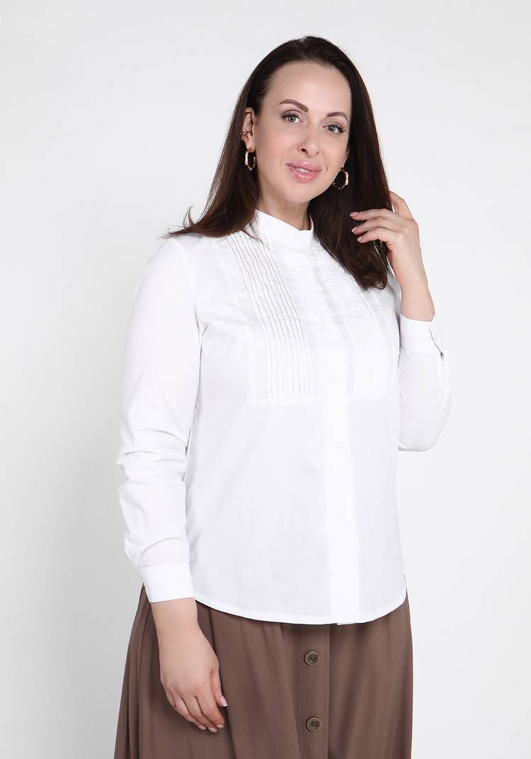 Блуза однотонная на пуговицах шир.  750, рис. 6