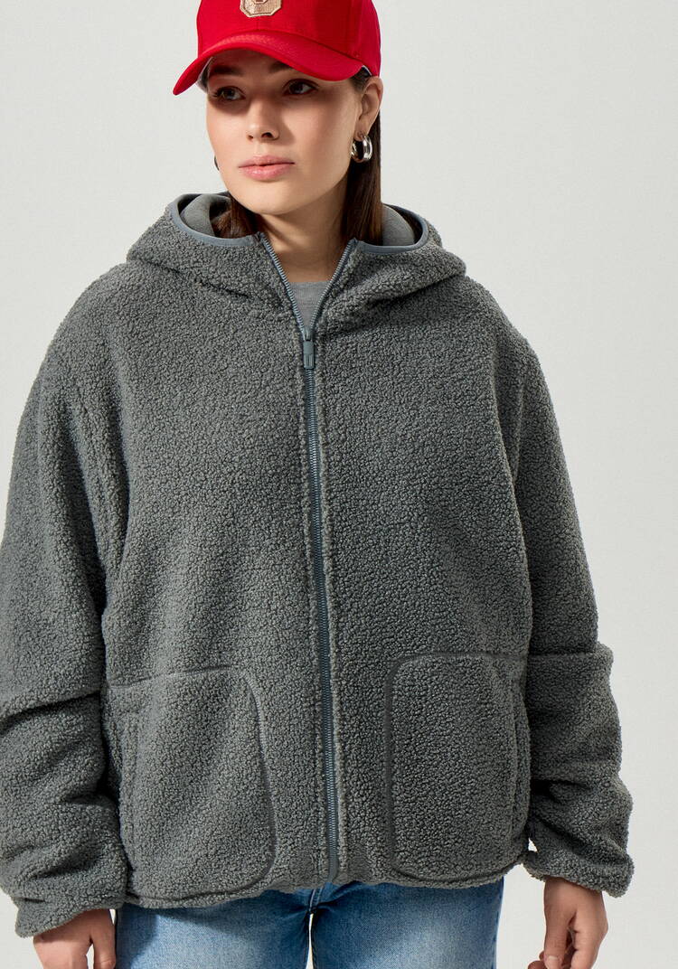 Куртка в стиле тедди с капюшоном шир.  750, рис. 5