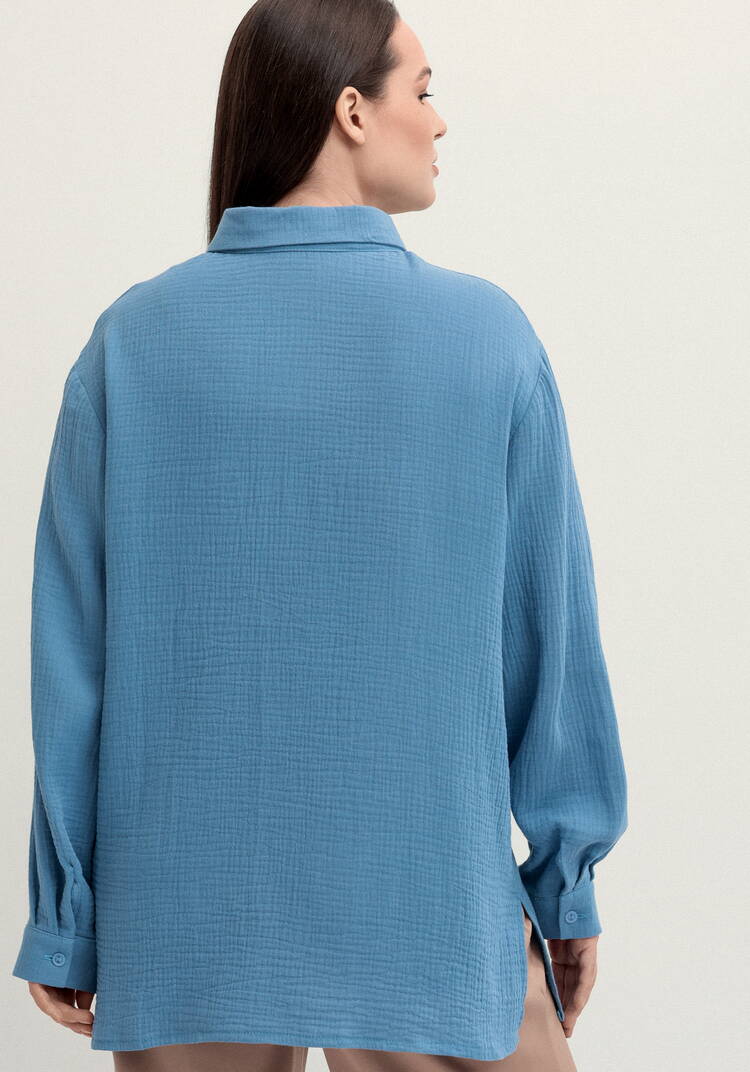 Рубашка муслиновая свободного кроя шир.  750, рис. 3