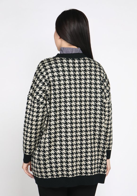 Кардиган на пуговицах в гусиную лапку шир.  580, рис. 3