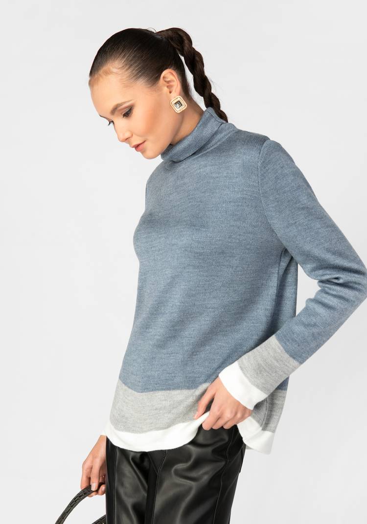 Свитер женский с контрастными полосами шир.  750, рис. 5