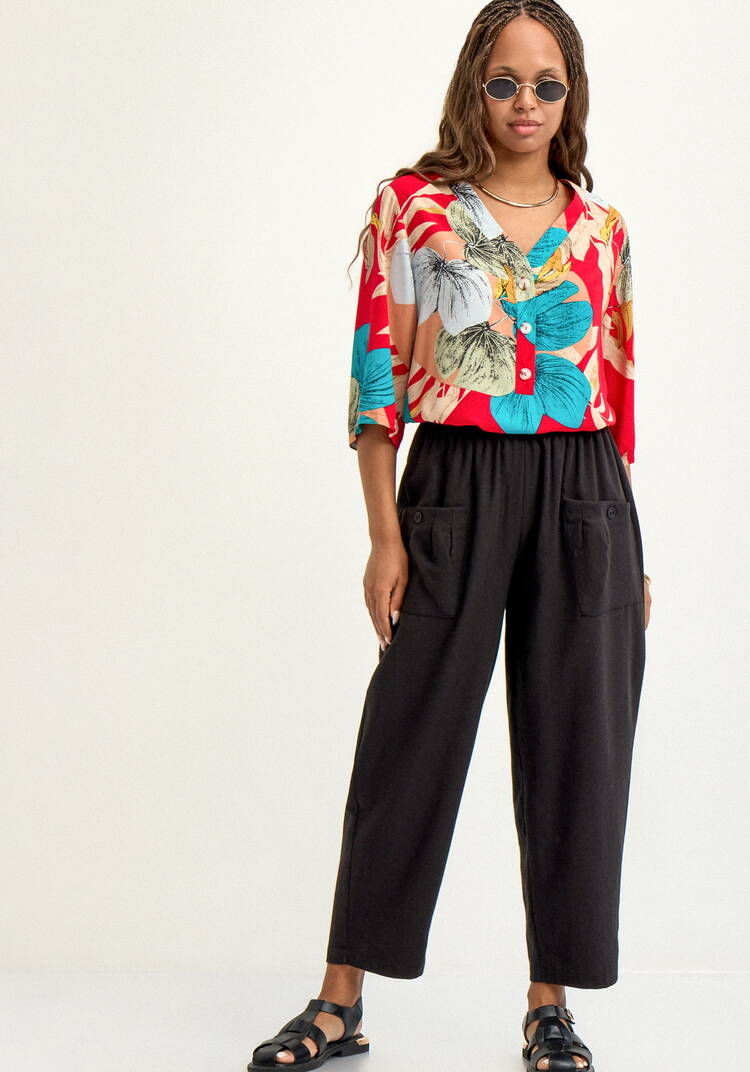 Брюки изо льна с карманами шир.  750, рис. 6