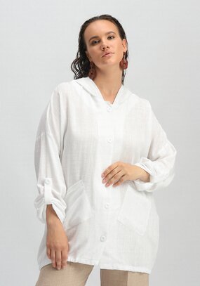 Рубашка с капюшоном и асимметричным низом