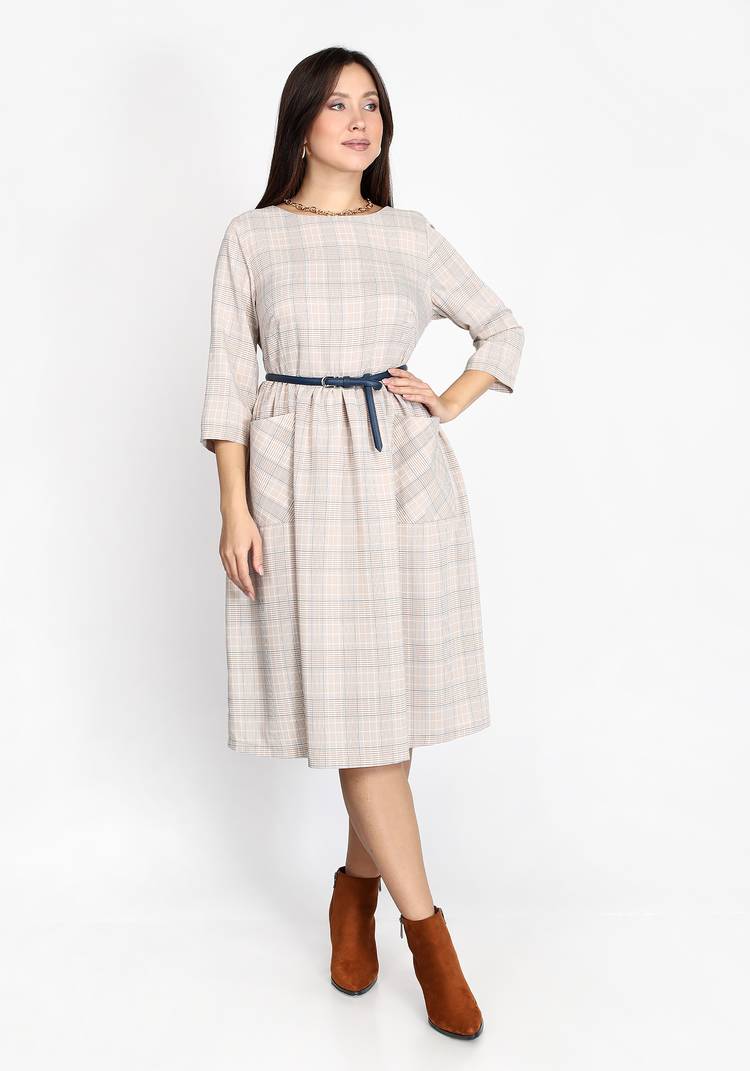 Платье в мелкую клетку с резинкой на талии шир.  750, рис. 8