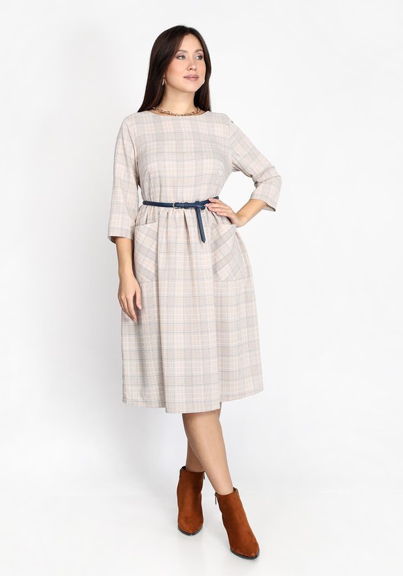 Платье в мелкую клетку с резинкой на талии шир.  580, рис. 8