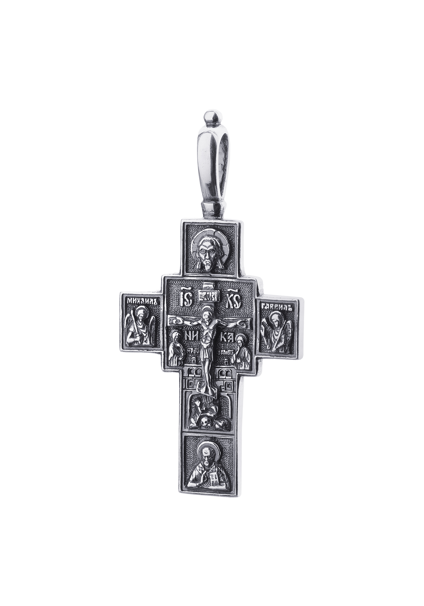 Крест-подвеска серебряная  "Спаситель"