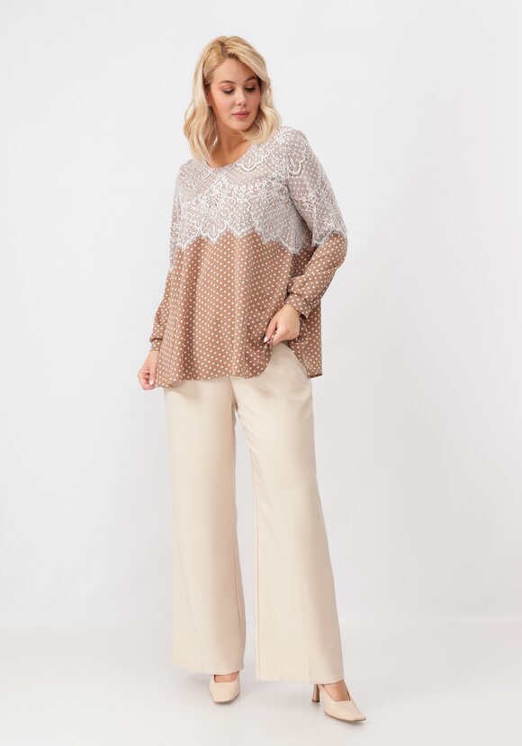 Блуза с ажурным кружевом в горох шир.  580, рис. 9