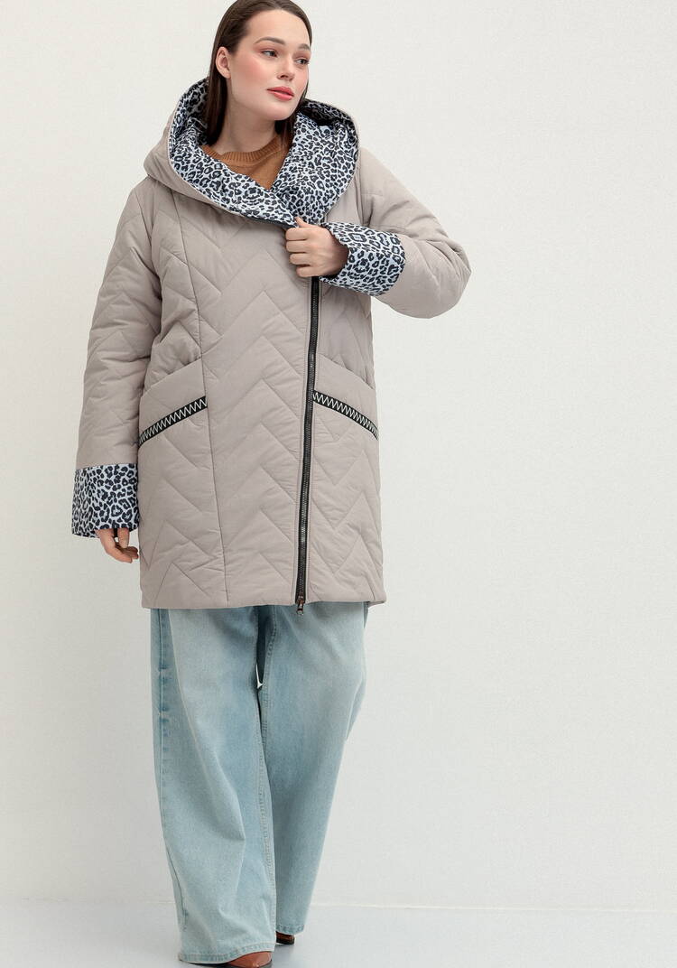 Куртка стеганая с анималистичным принтом шир.  750, рис. 37