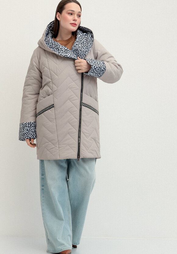 Куртка стеганая с анималистичным принтом шир.  580, рис. 37