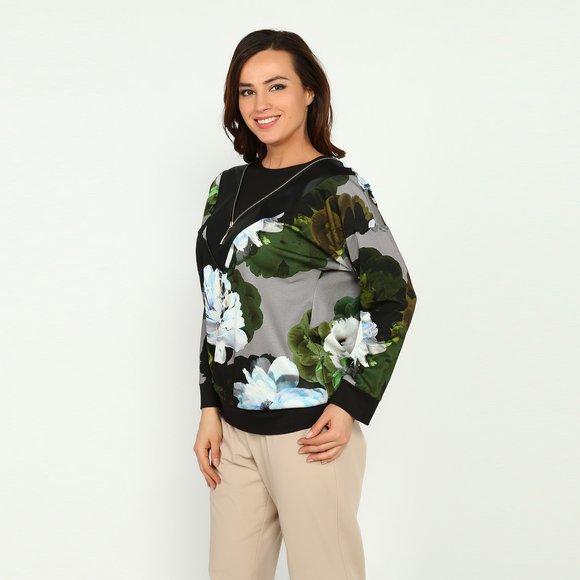 Блуза с оригинальной отделкой и принтом шир.  580, рис. 6