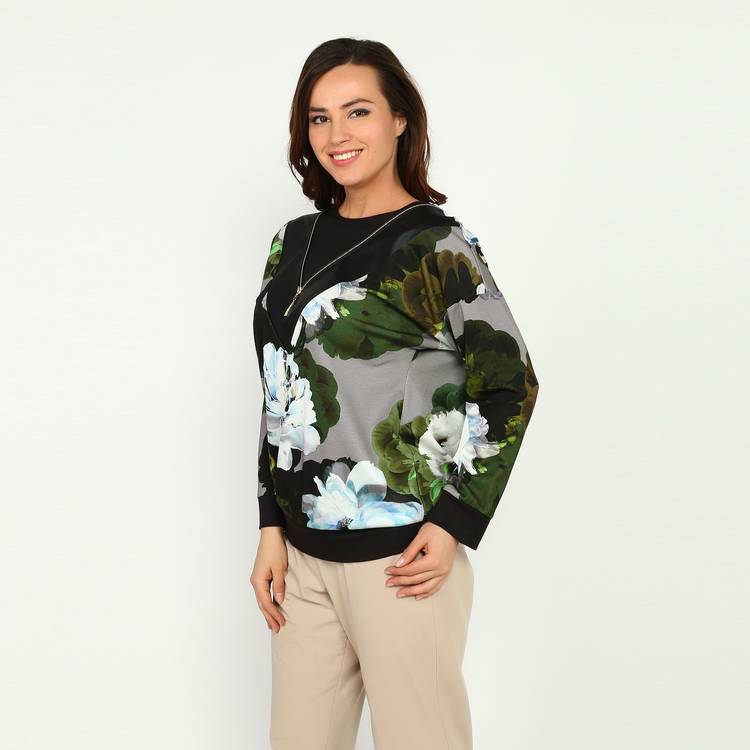 Блуза с оригинальной отделкой и принтом шир.  750, рис. 6