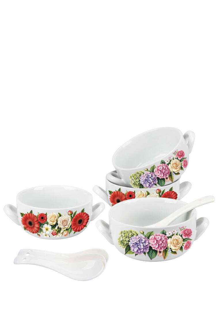 Набор фарфоровых бульонниц с ложками, 4 шт. шир.  750, рис. 15