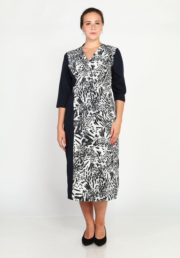 Платье комбинированное на запах шир.  580, рис. 1