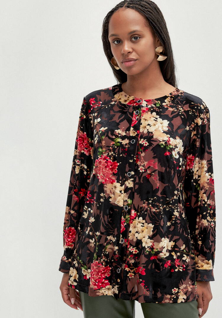 Блуза с цветочным принтом из бархатa шир.  750, рис. 4