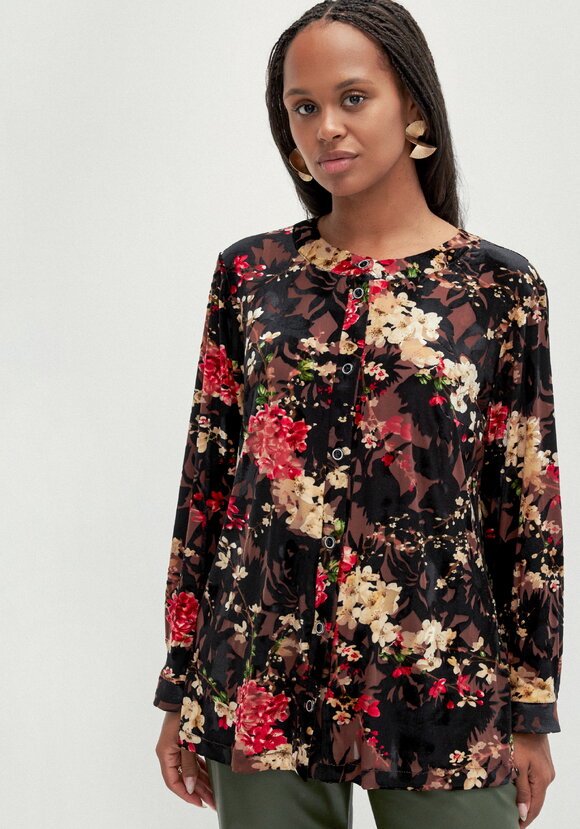 Блуза с цветочным принтом из бархатa шир.  580, рис. 4