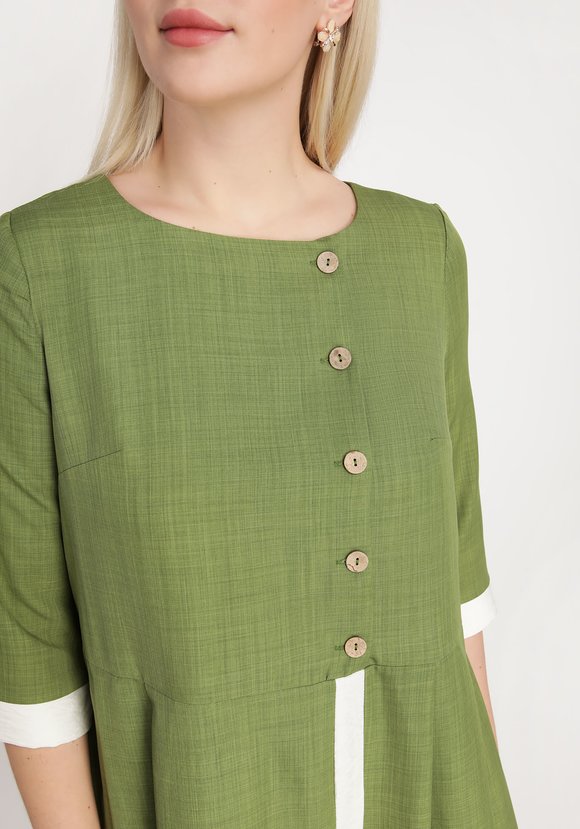 Платье с контрастной отделкой и пуговицами шир.  580, рис. 4