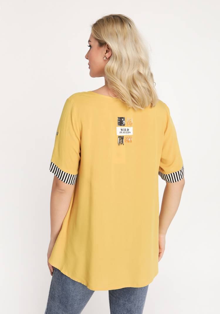 Блуза с принтом и контрастными вставками шир.  750, рис. 4