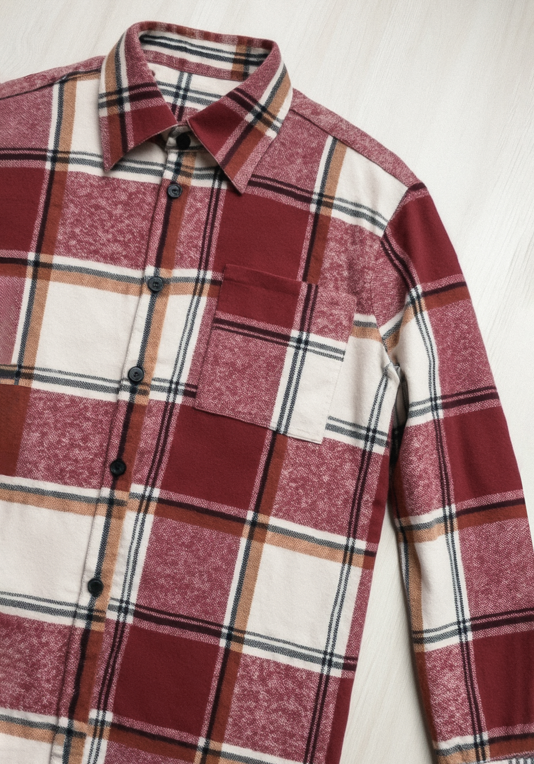 

Рубашка в клетку с накладным карманом Resale, Бордовый