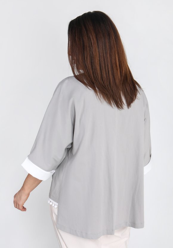 Кардиган летний с декоративной отделкой шир.  580, рис. 3