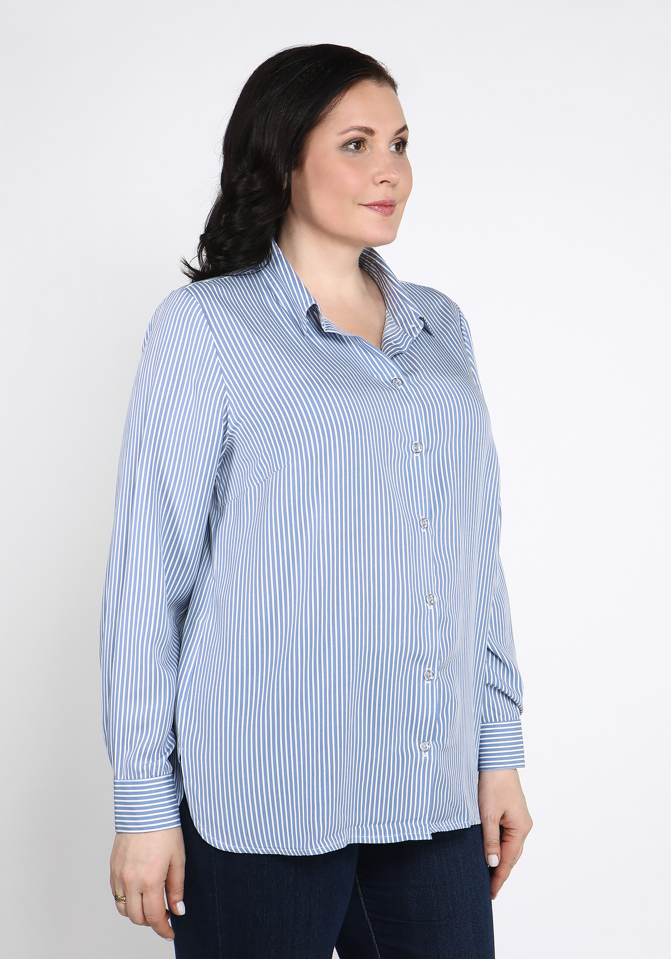Классическая блуза с длинным рукавом Julia Weber, размер 48, цвет голубой - фото 1