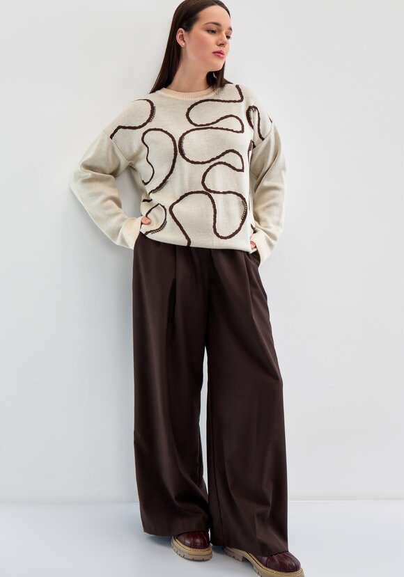 Джемпер с жемчужным декором и абстракцией шир.  580, рис. 19