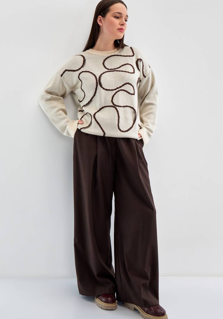 Джемпер с жемчужным декором и абстракцией шир.  750, рис. 19