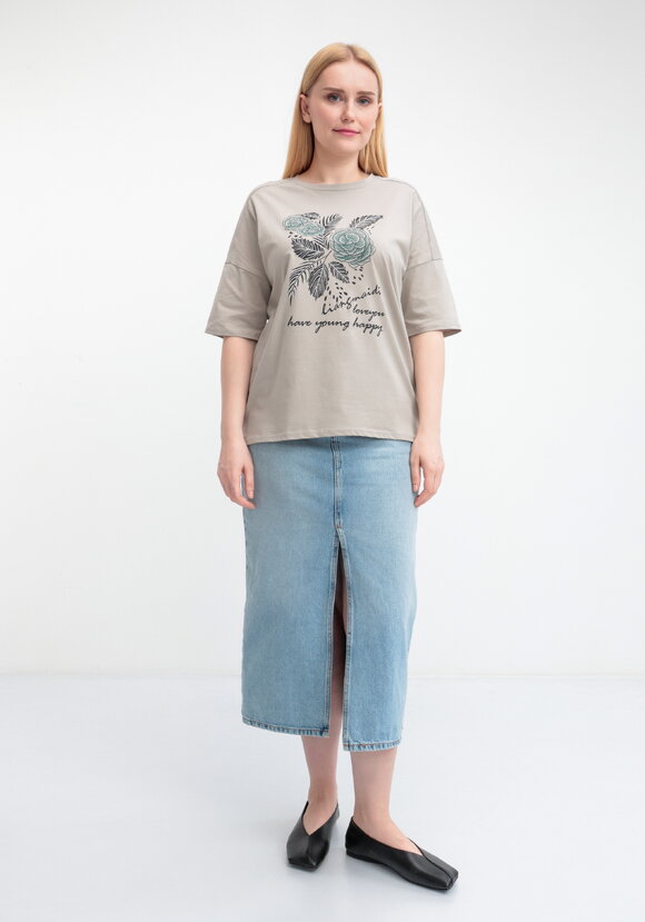 Футболка с принтом Зеленый цветок шир.  580, рис. 24