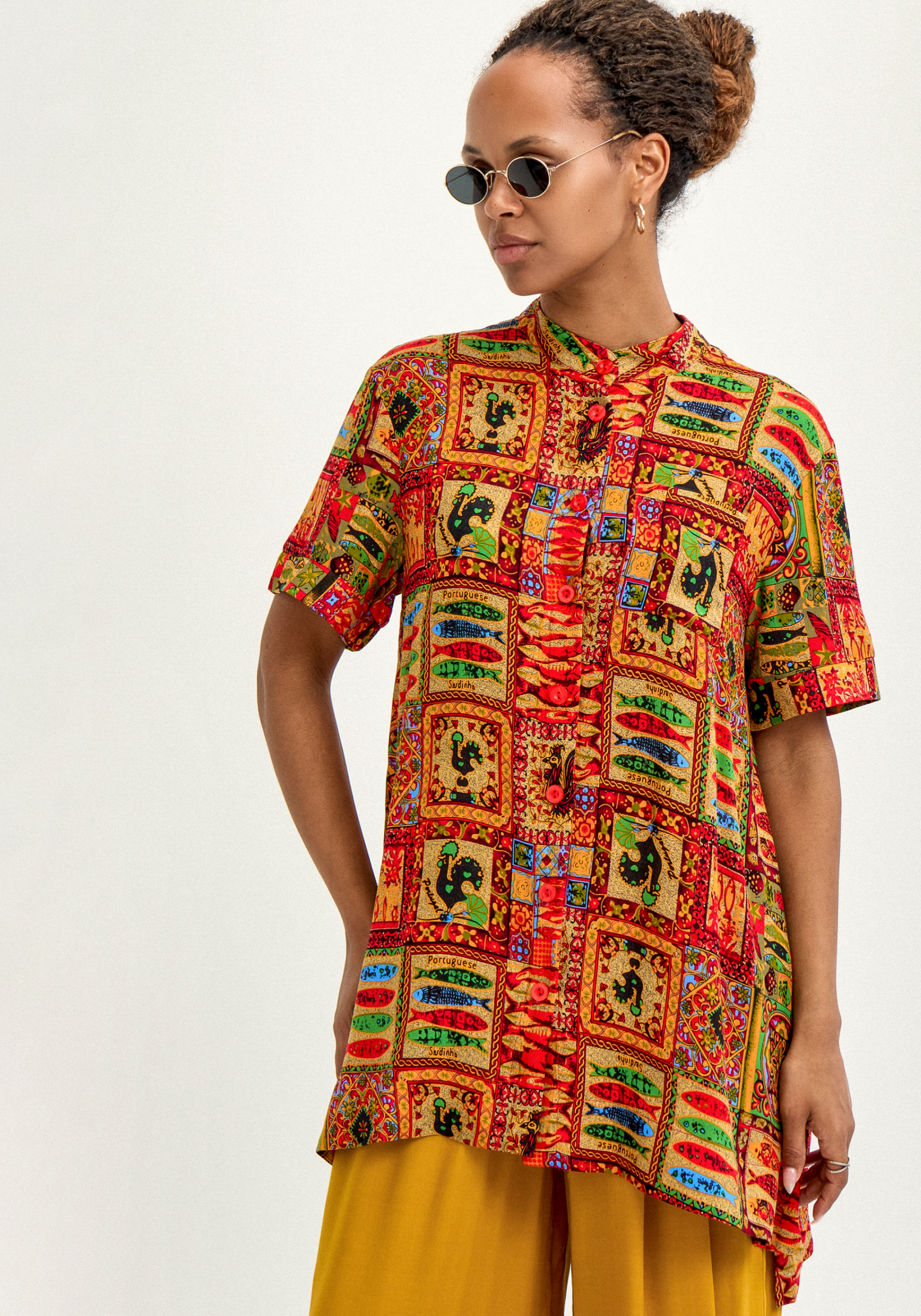 

Блуза хлопковая с этническим рисунком, Красный